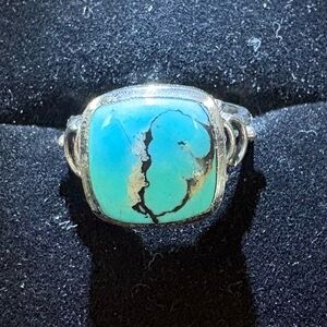 925 Vintage Silver Turquoise Ring, size 6